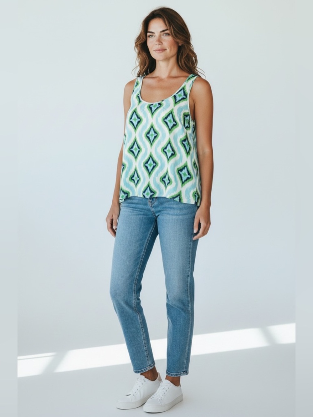 Macbeth Collection By Margaret Josephs Zipper Detail Tank // Blue // Large